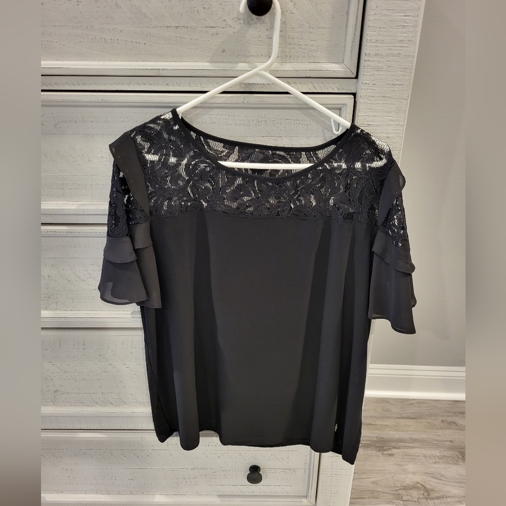 Anne Klein Elegant Black Lace Women's Top